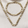 Stainless Steel Necklace and Bracelet, Diamond Cutting Finish, Golden Finish, 06.363.0059.2