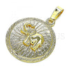 Oro Laminado Fancy Pendant, Gold Filled Style Diamond Cutting Finish, Golden Finish, 5.182.012