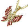 Oro Laminado Fancy Pendant, Gold Filled Style Butterfly Design, with Garnet Crystal, Polished, Golden Finish, 05.351.0124.2