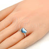 Rhodium Plated Multi Stone Ring, Heart Design, with Denin Blue Swarovski Crystals, Polished, Rhodium Finish, 01.239.0002.3 (One size fits all)