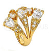 Oro Laminado Multi Stone Ring, Gold Filled Style Teardrop Design, with White Cubic Zirconia, Polished, Golden Finish, 01.210.0006.07 (Size 7)