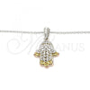 Sterling Silver Pendant Necklace, Hand of God Design, Polished, Tricolor, 04.336.0201.16