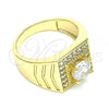Oro Laminado Mens Ring, Gold Filled Style with White Cubic Zirconia, Polished, Golden Finish, 01.283.0027.11