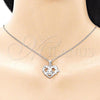 Sterling Silver Fancy Pendant, Heart Design, with White Cubic Zirconia, Polished,, 05.398.0008