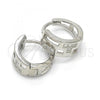 Sterling Silver Huggie Hoop, with White Micro Pave, Polished, Rhodium Finish, 02.332.0039.12