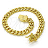 Oro Laminado Basic Bracelet, Gold Filled Style Miami Cuban Design, Polished, Golden Finish, 03.278.0001.09