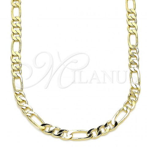 Oro Laminado Basic Necklace, Gold Filled Style Figaro Design, Polished, Golden Finish, 04.213.0241.18