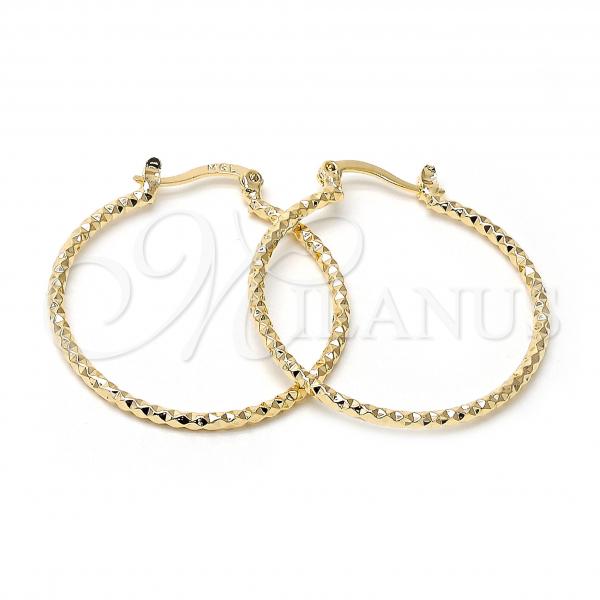 Oro Laminado Medium Hoop, Gold Filled Style Diamond Cutting Finish, Golden Finish, 5.136.036.30