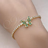 Oro Laminado Tennis Bracelet, Gold Filled Style Butterfly and Baguette Design, with Green and White Cubic Zirconia, Polished, Golden Finish, 03.284.0040.3.08