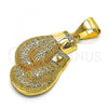 Oro Laminado Fancy Pendant, Gold Filled Style with White Micro Pave, Polished, Golden Finish, 05.342.0083