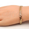 Oro Laminado Basic Bracelet, Gold Filled Style Curb Design, Polished, Golden Finish, 5.222.004.08