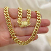 Oro Laminado Basic Necklace, Gold Filled Style Miami Cuban Design, Polished, Golden Finish, 03.278.0001.24