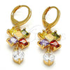 Oro Laminado Long Earring, Gold Filled Style with Multicolor and White Cubic Zirconia, Polished, Golden Finish, 02.217.0006