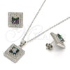 Sterling Silver Earring and Pendant Adult Set, with  Cubic Zirconia and White Micro Pave, Polished, Rhodium Finish, 10.186.0030
