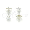 Sterling Silver Stud Earring, with White Cubic Zirconia, Polished,, 02.63.2614