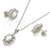 Sterling Silver Earring and Pendant Adult Set, with White Micro Pave and White Cubic Zirconia, Polished, Rhodium Finish, 10.174.0249