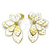 Oro Laminado Stud Earring, Gold Filled Style Flower Design, Polished, Golden Finish, 02.385.0020