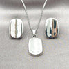 Rhodium Plated Earring and Pendant Adult Set, Chunky Design, Polished, Rhodium Finish, 10.163.0026