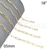 Oro Laminado Basic Necklace, Gold Filled Style Paperclip Design, Polished, Golden Finish, 04.63.1394.18
