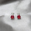 Sterling Silver Stud Earring, with Ruby Cubic Zirconia, Polished, Silver Finish, 02.392.0036