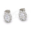 Sterling Silver Stud Earring, with White Cubic Zirconia, Polished, Rhodium Finish, 02.285.0035