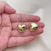 Oro Laminado Huggie Hoop, Gold Filled Style Heart Design, Polished, Golden Finish, 02.163.0332.15
