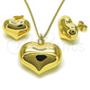 Oro Laminado Earring and Pendant Adult Set, Gold Filled Style Chunky and Hollow Design, Polished, Golden Finish, 10.163.0018