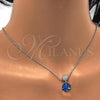 Rhodium Plated Pendant Necklace, with Bermuda Blue Swarovski Crystals and White Micro Pave, Polished, Rhodium Finish, 04.239.0021.2.16