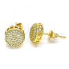 Oro Laminado Stud Earring, Gold Filled Style with White Micro Pave, Polished, Golden Finish, 02.344.0089