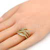 Oro Laminado Multi Stone Ring, Gold Filled Style with White Cubic Zirconia and White Micro Pave, Polished, Golden Finish, 01.99.0024.09 (Size 9)