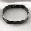 Stainless Steel Solid Bracelet, Greek Key Design, Polished, Black Rhodium Finish, 03.114.0219.4.09