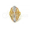 Oro Laminado Elegant Ring, Gold Filled Style Filigree Design, Diamond Cutting Finish, Tricolor, 5.174.005.06 (Size 6)