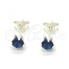 Sterling Silver Stud Earring, with Sapphire Blue Cubic Zirconia, Polished,, 02.63.2605.2