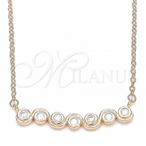 Sterling Silver Pendant Necklace, with White Cubic Zirconia, Polished, Rose Gold Finish, 04.336.0140.1.16