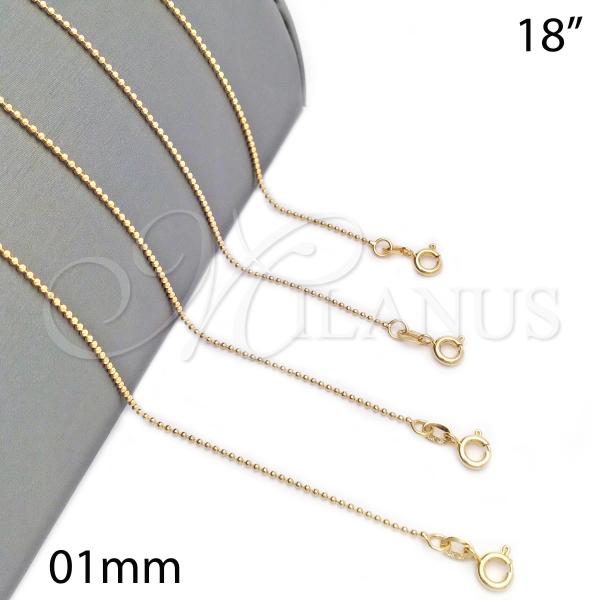 Oro Laminado Basic Necklace, Gold Filled Style Polished, Golden Finish, 04.213.0001.1.18