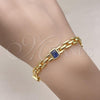 Oro Laminado Fancy Bracelet, Gold Filled Style with Sapphire Blue Cubic Zirconia, Polished, Golden Finish, 03.341.0202.2.08