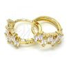 Oro Laminado Huggie Hoop, Gold Filled Style with White Cubic Zirconia, Polished, Golden Finish, 02.210.0080.15