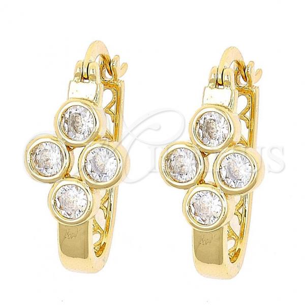 Oro Laminado Small Hoop, Gold Filled Style with White Cubic Zirconia, Polished, Golden Finish, 02.196.0022.15