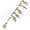 Oro Laminado Charm Bracelet, Gold Filled Style Little Girl and Paperclip Design, Polished, Golden Finish, 03.372.0026.08