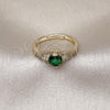 Oro Laminado Multi Stone Ring, Gold Filled Style Cluster Design, with Green Cubic Zirconia and White Micro Pave, Polished, Golden Finish, 01.284.0100.1