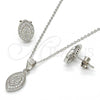 Sterling Silver Earring and Pendant Adult Set, with White Micro Pave, Polished, Rhodium Finish, 10.174.0230