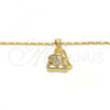 Oro Laminado Pendant Necklace, Gold Filled Style Elephant Design, with White Micro Pave, Polished, Golden Finish, 04.233.0004.18