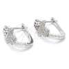 Sterling Silver Huggie Hoop, Hand of God Design, with White Cubic Zirconia, Polished, Rhodium Finish, 02.336.0062.10