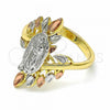 Oro Laminado Elegant Ring, Gold Filled Style Guadalupe Design, Polished, Tricolor, 01.253.0020.09 (Size 9)