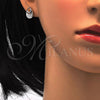 Sterling Silver Earring and Pendant Adult Set, Teardrop Design, with White Micro Pave, Polished, Rhodium Finish, 10.174.0231