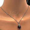 Rhodium Plated Pendant Necklace, Heart Design, with Amethyst Swarovski Crystals and White Micro Pave, Polished, Rhodium Finish, 04.63.1330.1.16