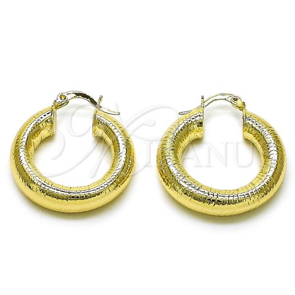 Oro Laminado Medium Hoop, Gold Filled Style Hollow Design, Polished, Golden Finish, 02.213.0768.25