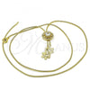 Oro Laminado Fancy Necklace, Gold Filled Style Flower Design, with White Cubic Zirconia, Polished, Golden Finish, 04.347.0006.1.20