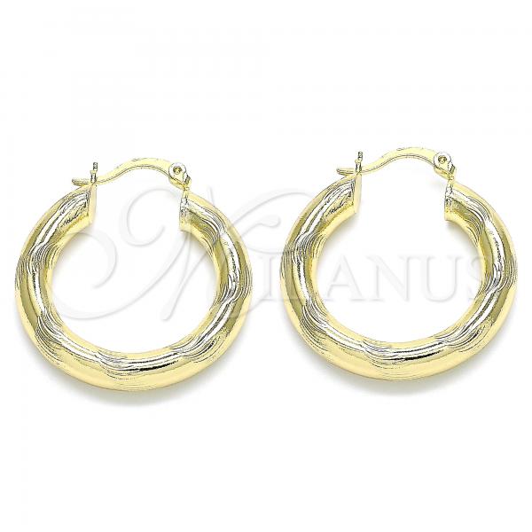 Oro Laminado Medium Hoop, Gold Filled Style Diamond Cutting Finish, Golden Finish, 02.213.0228.30