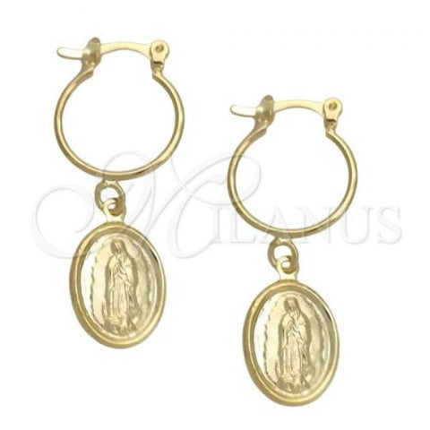 Oro Laminado Small Hoop, Gold Filled Style Guadalupe Design, Polished, Golden Finish, 02.32.0557.15